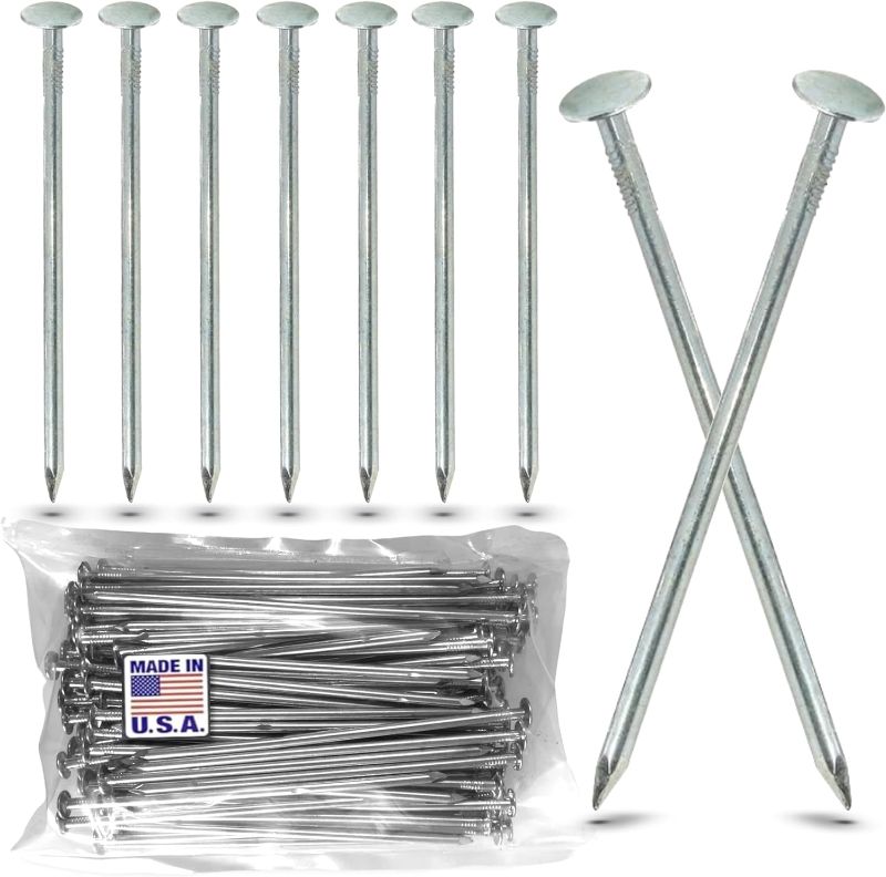 Photo 1 of USA Made (140 Pack) Synthetic Grass Landscape, 5.5" Turf Nails/Stakes, 5 lbs Galvanized Boxed Spikes for Securing Artificial Turf & No Dig Edging Products Approximately 140Nails