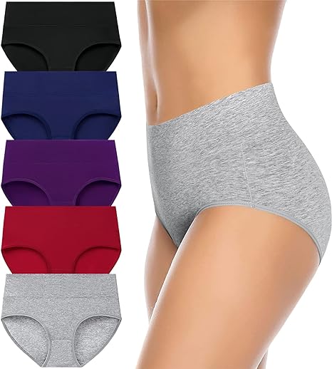 Photo 1 of (XXL) Annenmy Womens Cotton Underwear High Waisted No Muffin Top Full Briefs Soft Stretch Breathable Ladies Panties for Women Size XX Large