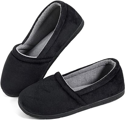 Photo 1 of ULTRAIDEAS Women's Grace Closed Back Slippers, Memory Foam Loafer House Shoes with Rubber Sole Size 7