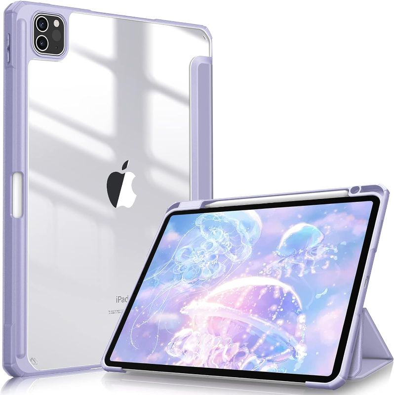 Photo 1 of Fintie  Slim Case for iPad Pro 11-inch (4th / 3rd Generation) 2022/2021 - [Built-in Pencil Holder] Shockproof Cover w/Clear Transparent Back Shell, Also Fit iPad Pro 11" 2nd Gen, Lilac Purple