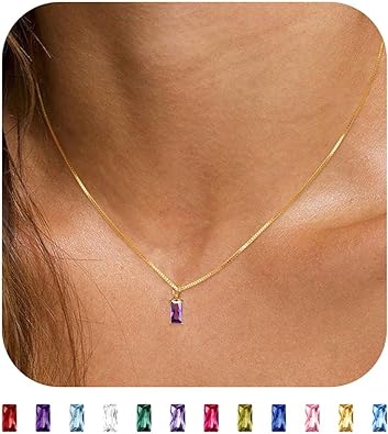 Photo 1 of JSJOY S925 Birthstone Necklaces for Women Dainty Gold Emerald Green Necklace Sterling Silver Birthday Gifts for Teen Girls Cubic Zirconia Diamond Necklaces Mothers Day Gifts