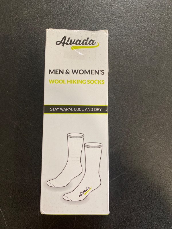 Photo 2 of Alvada Mens Merino Wool Crew Socks Thermal and Warm Socks for Winter Work Hiking Running 3 Pairs Size Small