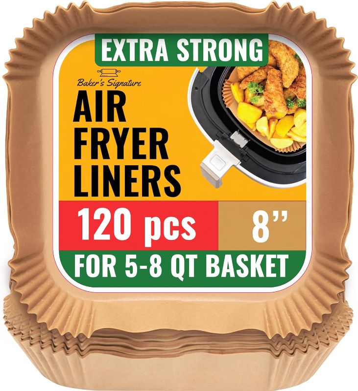 Photo 1 of Air Fryer Liners, Disposable Airfryer Paper Liners – 120Pcs Non-Stick and Oil Proof for Easy Cleanup – 8” Square for 5-8 qt Basket by Baker's Signature