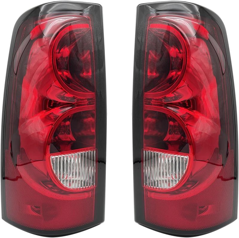 Photo 1 of Pair of Tail Lights Assembly Compatible with 2003 2004 2005 2006 2007 Chevy Silverado 1500 with Bulbs and Wire Harness (LH&RH with Black Frame)