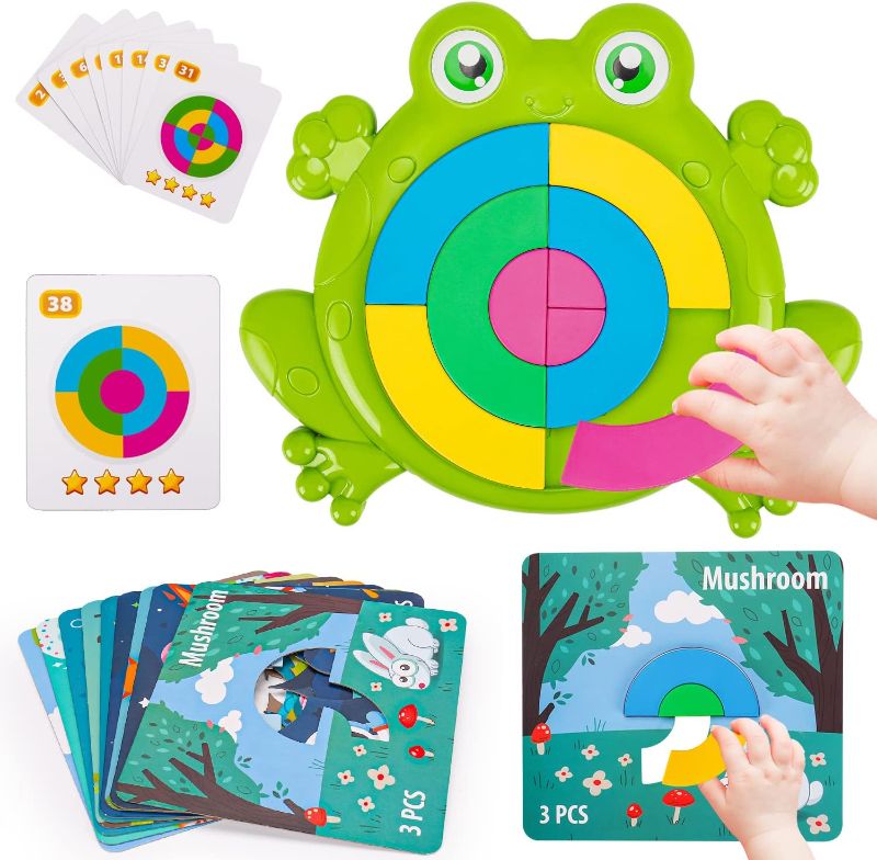 Photo 1 of 18 PCS Montessori Toys for Kids Frog Jigsaw Shape Puzzle Brain Teaser Games Preschool Learning Tangram Fine Motor Skills Educational Development for Boy Girl 3 4 5 6 7 8 Birthday Easter Gifts