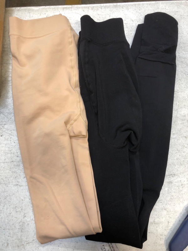 Photo 1 of fleeced line leggings - 2 pcs - brown/black
size- small 