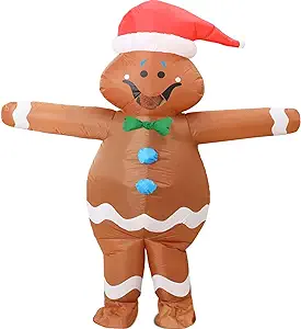 Photo 1 of Adult Inflatable Gingerbread Man Christmas Costume - Funny Giant Xmas Character for Women and Men
