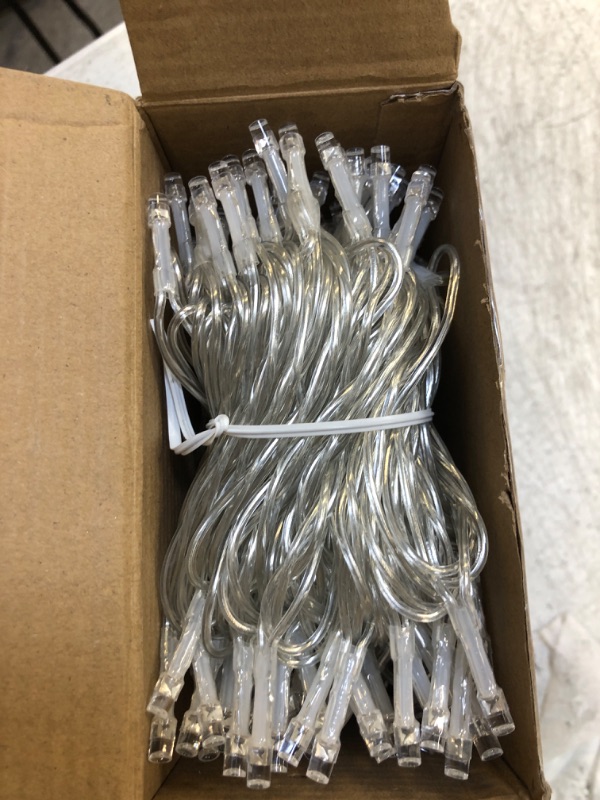 Photo 1 of YULETIME 100 Feet 300 Count Cool White LED String Lights with Steady Lit Adapter, 4" Spacing Plug-in Clear Wire Wide Angle 5mm Christmas Light (Cool White - Steady)