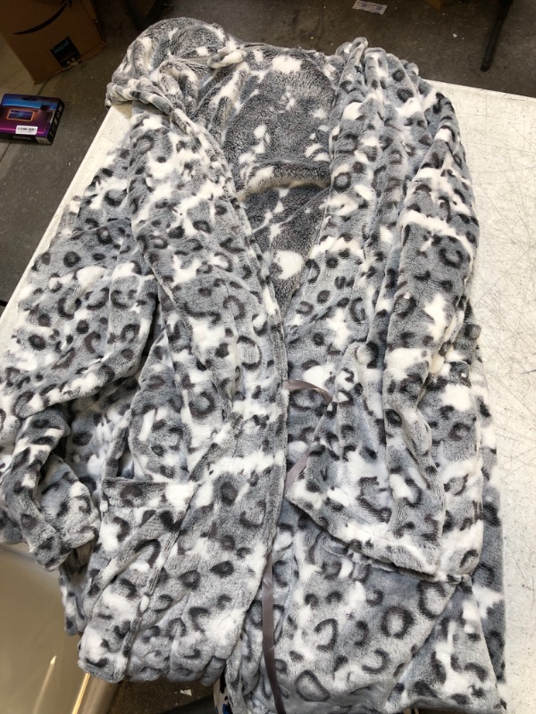 Photo 1 of cheetah hoodie robe- size large 