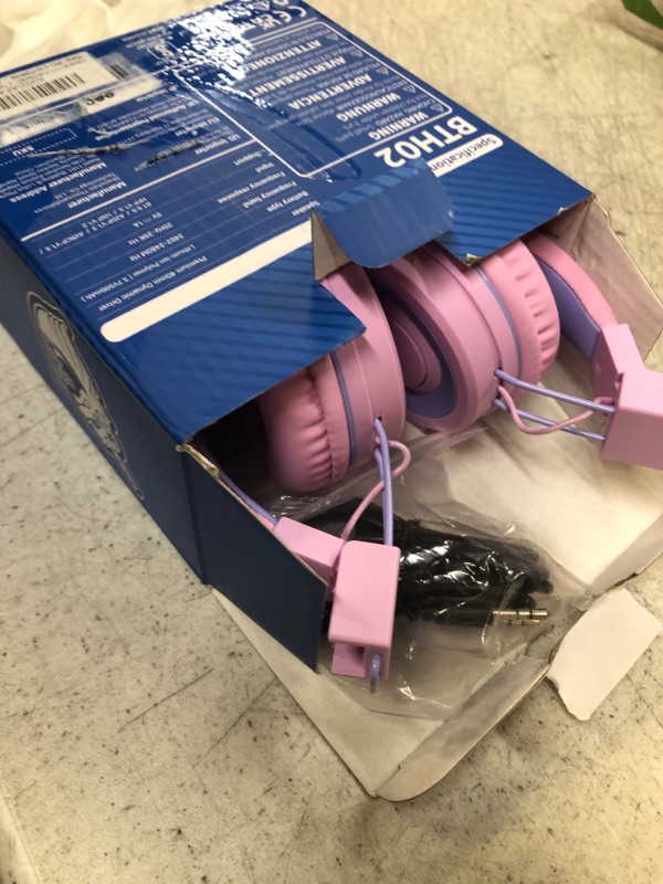 Photo 2 of iClever BTH02 Kids Headphones, Kids Wireless Headphones with MIC, 22H Playtime, Bluetooth 5.0 & Stereo Sound, Foldable, Adjustable Headband, Childrens Headphones for iPad Tablet Home School, Pink Pink small