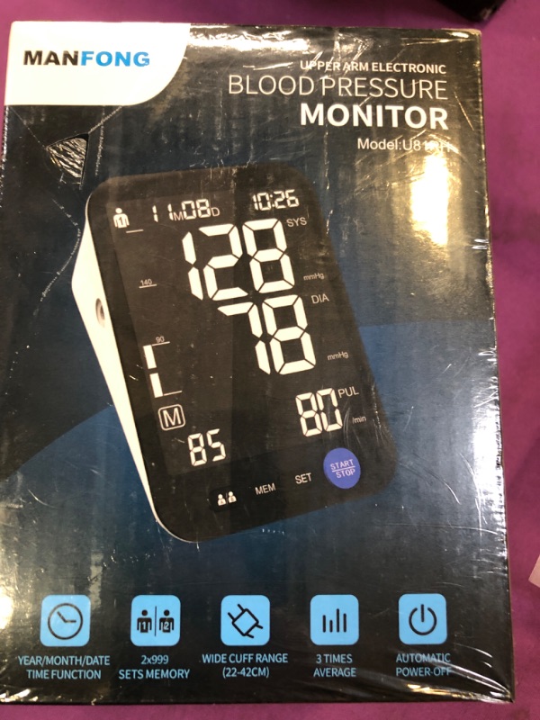 Photo 2 of Automatic Upper Arm Blood Pressure Monitor with Large Cuff 4.7 in Backlit Adjustable Font Screen, 2 Users 1998 Sets Memory, arrhythmia and Home (Black)