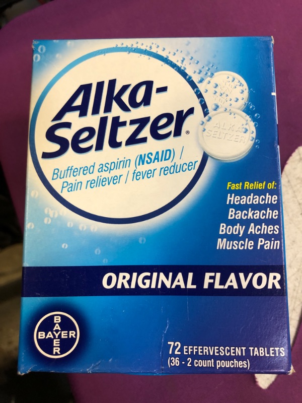 Photo 2 of Alka-Seltzer Original Effervescent Tablets, fast relief of headache, muscle aches, and body aches, 72 Count (Product packaging may vary) ex feb 2026