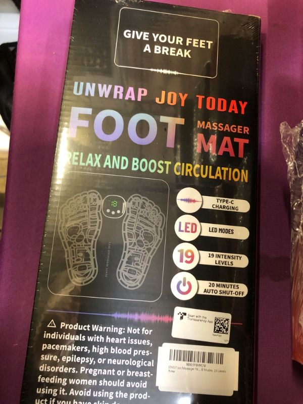 Photo 1 of EMS Foot Massager Mat for Neuropathy-Foot Stimulator Massager for Improved Circulation and Pain Plantar Fasciitis Relief, Muscle Relaxation, Foldable Legs & Feet Massager Pad with 8 Modes, 19 Levels