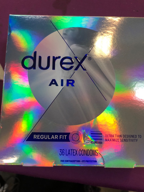 Photo 2 of Durex Air Condoms Extra Thin Condoms, Regular Fit, Natural Rubber Latex Condoms for Men, FSA & HSA Eligible, 36 Count, Package May Vary Regular Fit 36 Count (Pack of 1) ex. 2028-03-24