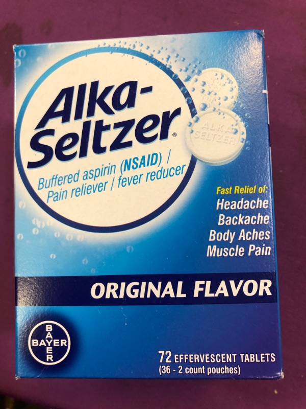 Photo 2 of Alka-Seltzer Original Effervescent Tablets, fast relief of headache, muscle aches, and body aches, 72 Count (Product packaging may vary) ex feb 2026