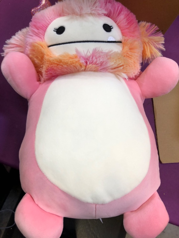 Photo 2 of Squishmallows HugMees Original 14-Inch Caparinne Pink Bigfoot with Heart Headband - Ultrasoft Official Jazwares Large Plush