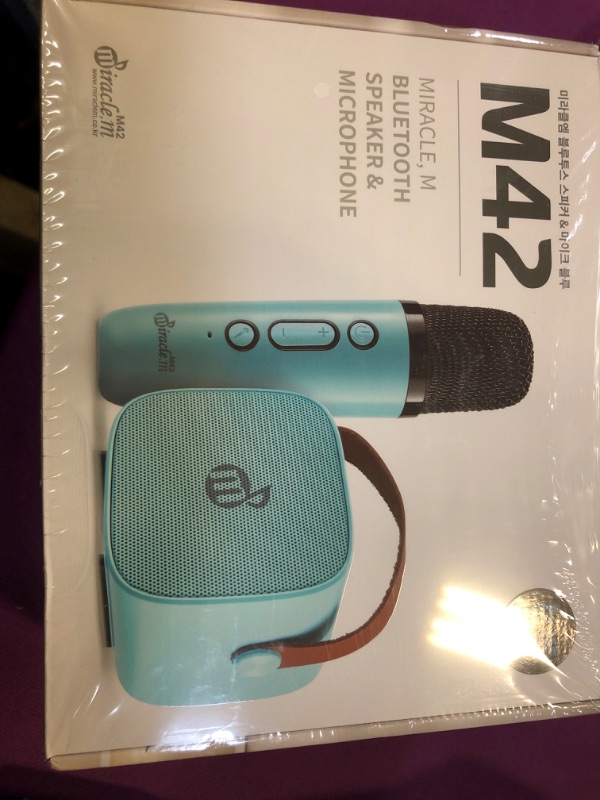 Photo 2 of M42 - Bluetooth Speaker with Microphone - Karaoke Machine with Wireless Microphone - Portable Karaoke Soundbar for Kids and Adults (blue)
