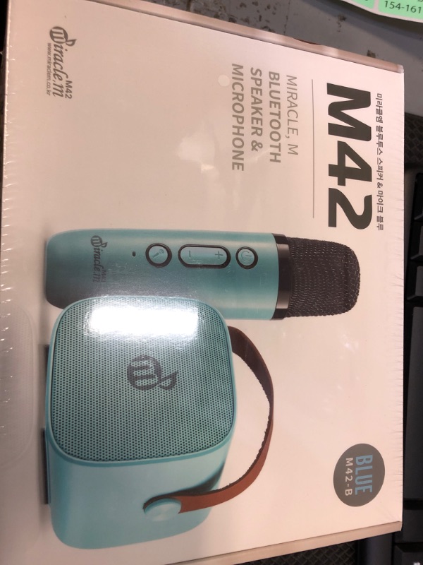 Photo 1 of M42 - Bluetooth Speaker with Microphone - Karaoke Machine with Wireless Microphone - Portable Karaoke Soundbar for Kids and Adults (blue)
