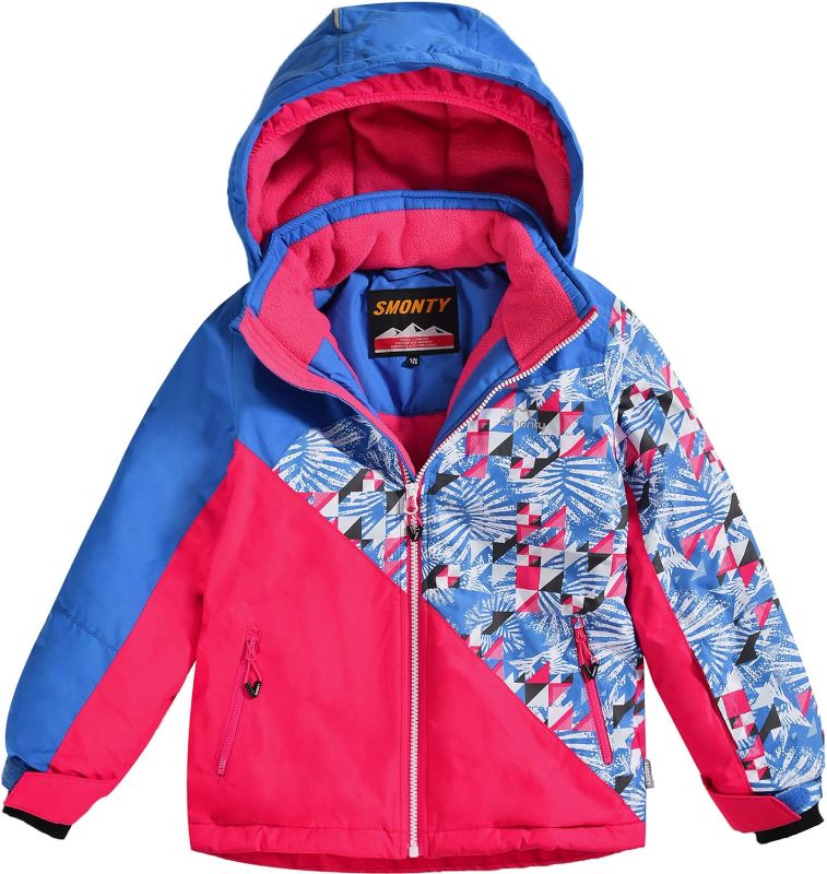 Photo 1 of Girls Ski Jacket for Kids Snow Hooded Coats Warm Winter Jacket Snowboard Windbreaker Hooded Raincoat 8-9 years 
