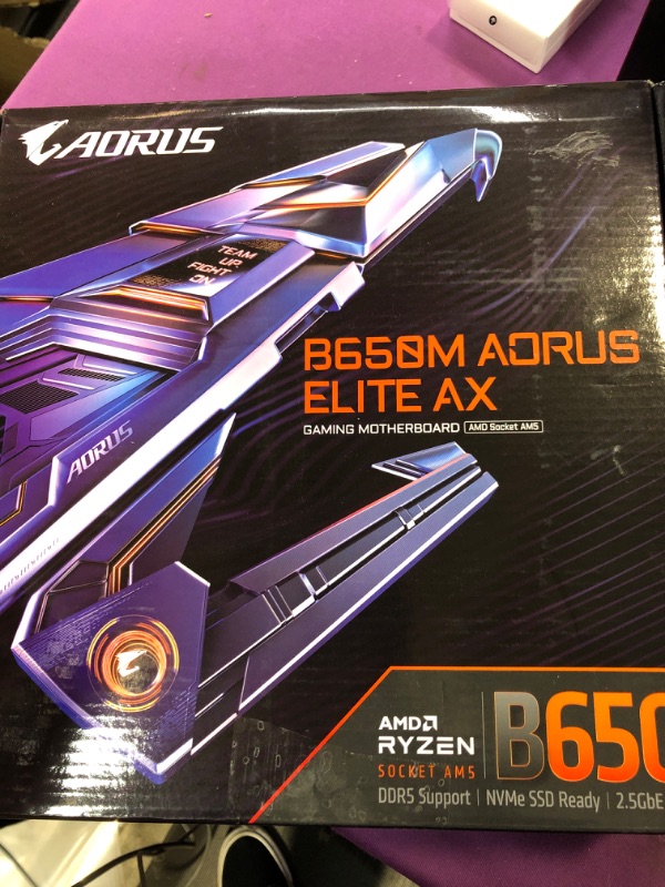 Photo 2 of GIGABYTE B650M AORUS Elite AX (AM5/ LGA 1718/ AMD B650/ Micro-ATX/ 5-Year Warranty/ DDR5/ 2* M.2/ PCIe 5.0/ USB 3.2 Gen2X2 Type-C/Intel 2.5GbE LAN/Q-Flash Plus/EZ-Latch/Gaming Motherboard) B650 B650M AORUS ELITE AX Bundle