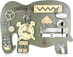 Photo 1 of Elephant Busy Board for Toddlers - Educational Preschool Learning Toy 6 Months Old and Up- Fine Motor Skills Development -Sensory Wooden Activity Center -Gift for Boys Girls,Travel Buckle Toy 
