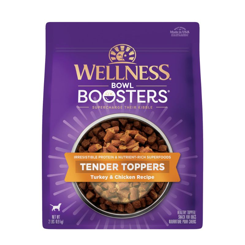 Photo 1 of Wellness Tender Toppers (Previously Bowl Boosters), Grain-Free Natural Dog Food Toppers or Mixers, Made with Real Meat (Turkey & Chicken, 2-Pound Bag) New Packaging Turkey/Chicken 2 Pound (Pack of 1) EXP NOV 2023