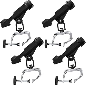 Photo 1 of 4 Pcs Fishing Boat Rods Holder 360 Degree Adjustable Folding Fishing Pole Holders with Large Clamp Opening for Boat Trolling Holder Pole Stand Rack Fishing Boat Rod Bracket for Kayak Canoe Dock
