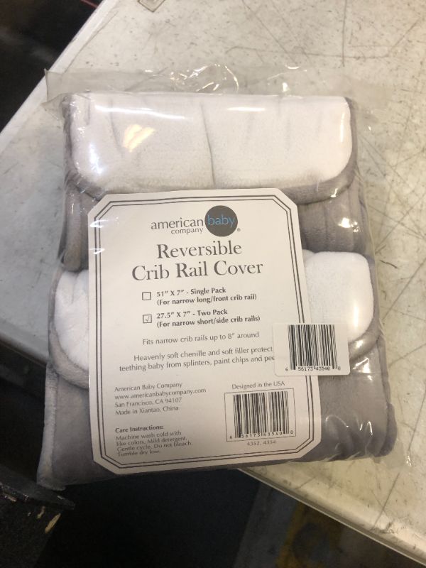 Photo 2 of American Baby Company Heavenly Soft Chenille Reversible Rail Covers for Crib Sides 2 Piece Gray & White
