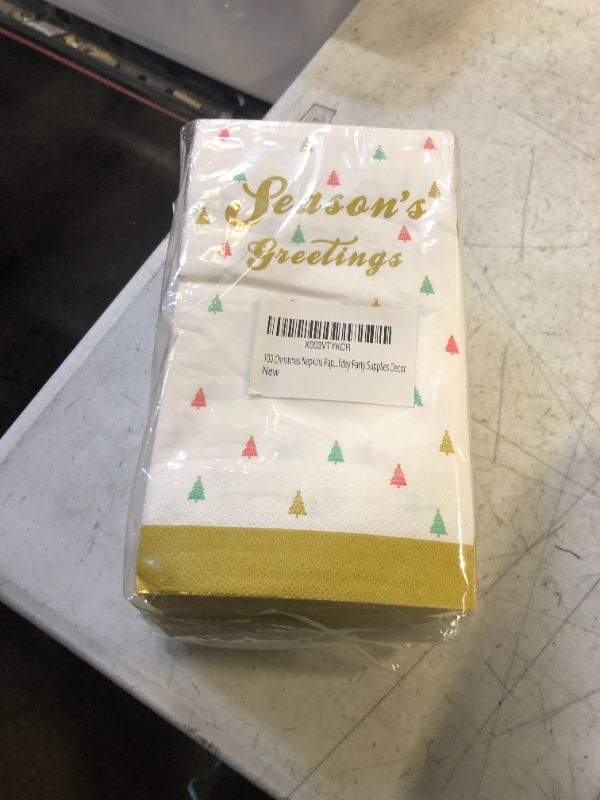 Photo 1 of 100 Christmas Napkins Paper Guest Towels 3 Ply Gold Foil Xmas Tree Decorative Guest Napkins Disposable Hand Towels for Bathroom Dinner Home Kitchen Winter Holiday Party Supplies Decor
