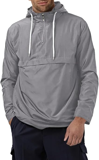 Photo 1 of Gafeng Mens Quarter-Zip Pullover Ho eatshirts Outdoor Sport Jacket Grey LARGE