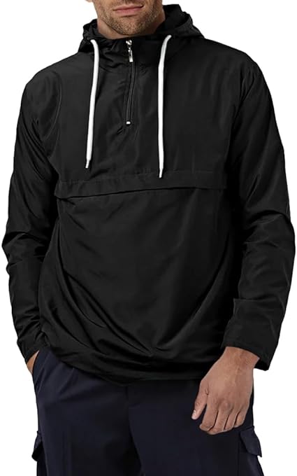 Photo 1 of Gafeng Mens Quarter-Zip Pullover Hoodies Long Sleeve Drawstring Waterproof Sweatshirts Outdoor Sport Jacket LARGE
