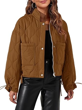 Photo 1 of Farktop Women Lightweight Quilted Outwear Short Coat with Pockets SMALL