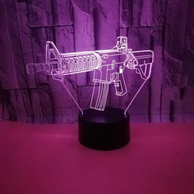 Photo 1 of 3D GUN Night Light USB Touch Switch Decor Table Desk Optical Illusion Lamps 7 Color Changing Lights LED Table Lamp Xmas Home Love Brithday Children Kids Decor Toy Gift
