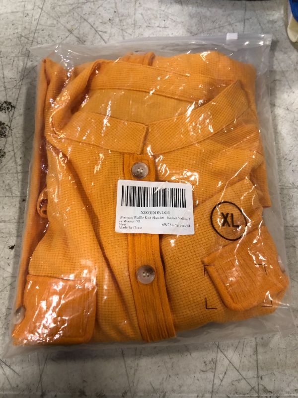 Photo 1 of DARKRANI Women's Waffle Shacket Boyfriend Shirt Jacket Long Sleeve Blouse Button Down Oversized Tops A Yellow X-Large