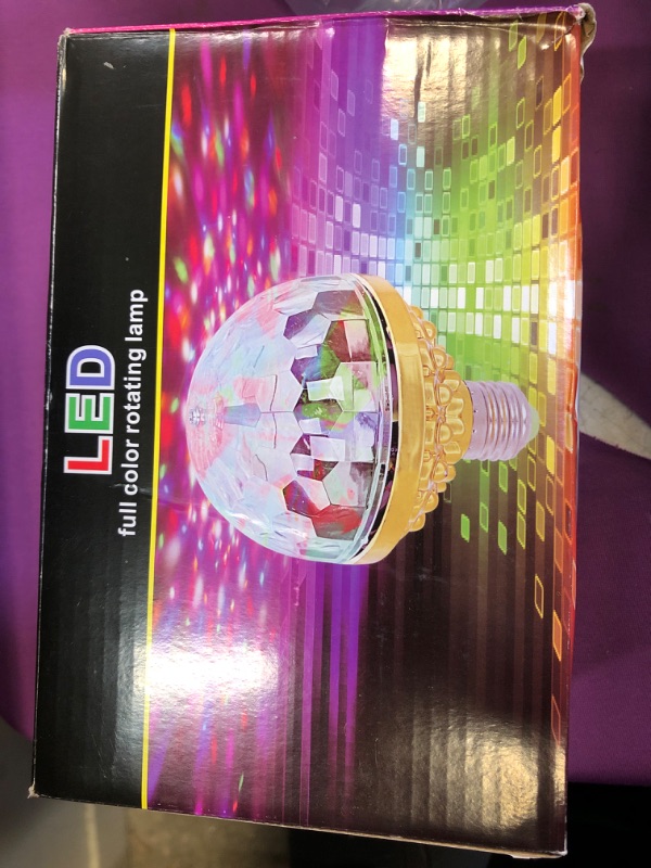 Photo 2 of 2Pcs Colorful Rotating Magic Ball Light Colorful Disco Rotating Magic Ball Light Bulb with Sockets,Magic Ball RGB LED Stage Light for Home Room Dance Parties