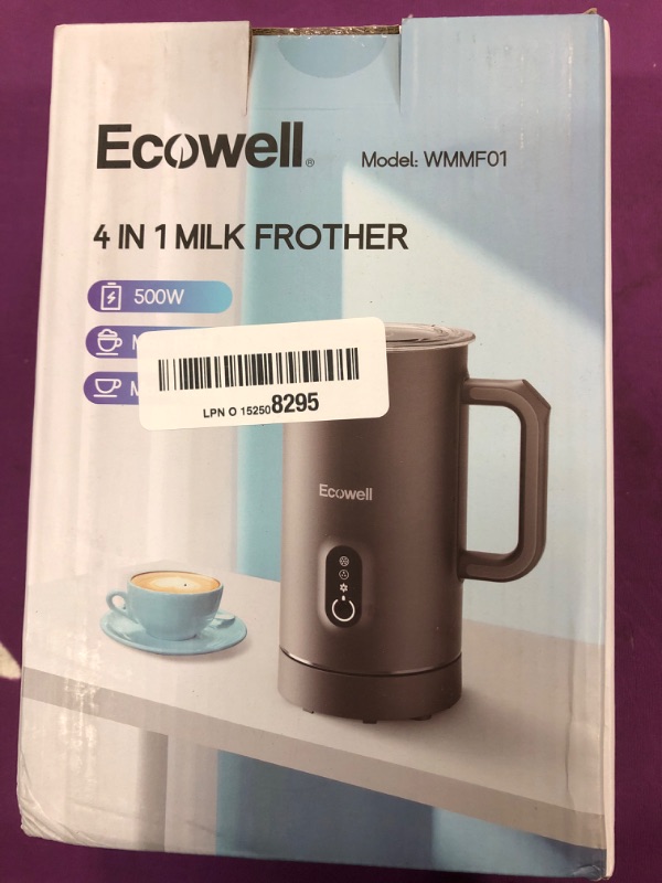 Photo 2 of ECOWELL Milk Frother, Frother for Coffee 4 In 1, Milk Steamer Warm and Cold Foam Frother, Milk Steamer and Frother for Latte, Macchiato, Cappuccinos Silent Working 8.1oz/240 ml WMMF01 Black