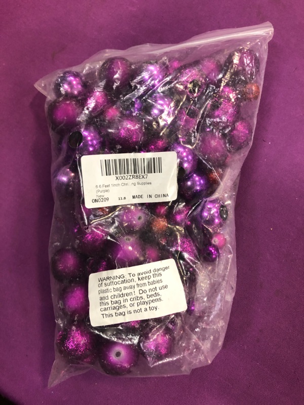 Photo 2 of 6.6 Feet 1inch Christmas Tree Bead Garland Ornaments Glitter Christmas Ball Garland Plastic Garland Retro Bead Garland for Christmas Party Decorations Birthday Wedding Supplies (Purple)