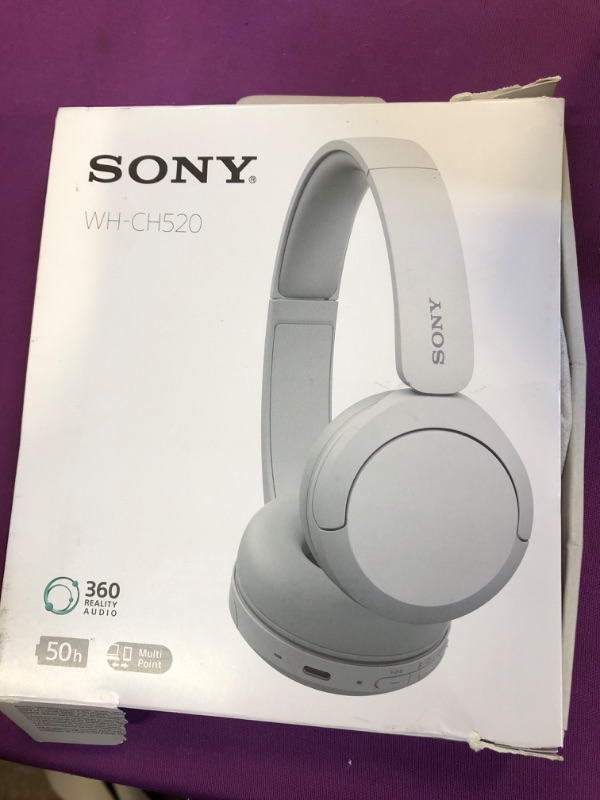 Photo 2 of Sony WH-CH520 Wireless Headphones Bluetooth On-Ear Headset with Microphone, White