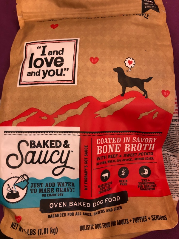 Photo 2 of "I and love and you" Baked & Saucy Dry Dog Food, Beef + Sweet Potatoes 4LB ex 2-01-24