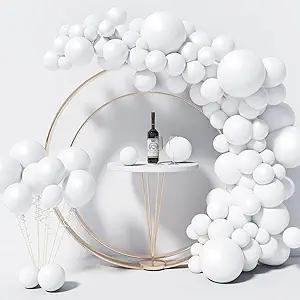 Photo 1 of 130PCS White Balloons Different Sizes 18" 12" 10" 5" Balloon Garland Arch Kit perfect for Birthday Party, Graduation, Baby Shower, Wedding, Holiday Decoration and Anniversary (White balloons)
