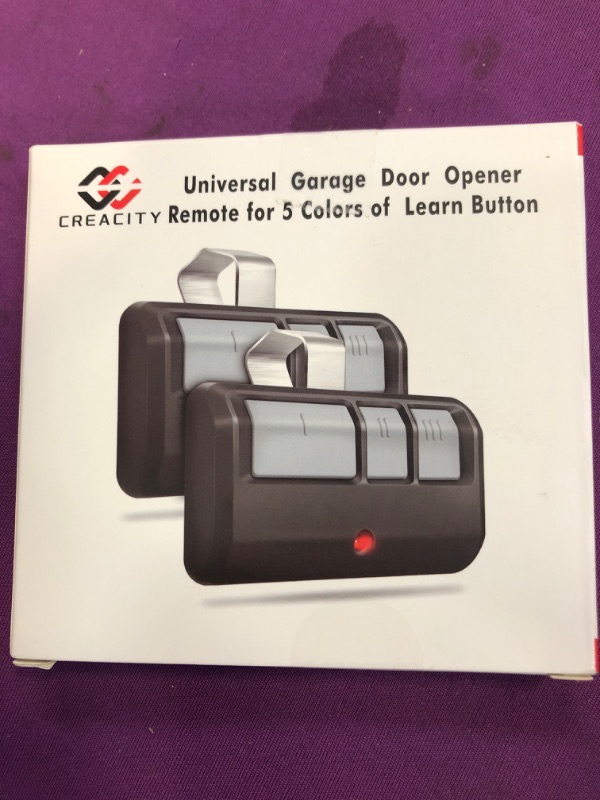 Photo 2 of CreaCity Garage Door Opener Remote, Universal Replacement for LiftMaster 893Max, 3-Button Remote with Visor Clip for Garage Door Openers with Green Orange Red Purple Yellow Learn Button 2 Pack Visor Clip-2Pack