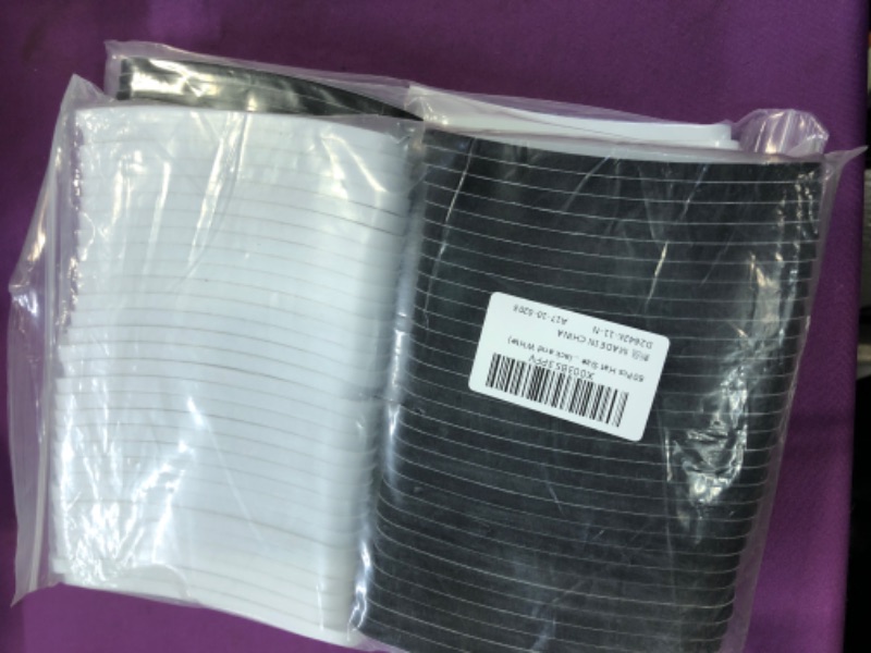 Photo 2 of 60Pcs Hat Size Reducer Hat Size Tape Foam Reducing Tape Self Adhesive for Hats Caps Sweatband (Black and White)