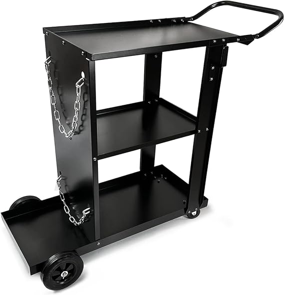 Photo 1 of Welding Cart Heavy Duty for MIG TIG Welder Plasma Cutter 3-Tier Shelf with Tank Storage Black
