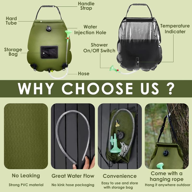 Photo 1 of allon Solar Shower Bag, Sun Canopy Beach Outdoor Camp Privacy Tent, Easy Set Up, Foldable