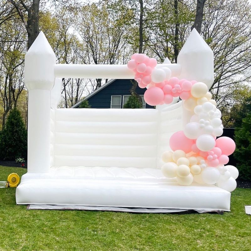 Photo 1 of 13FT Large White Bounce House,Commercial Inflatable White Wedding Bounce House with Air Blower for Adults Kids Birthday Party (13x13x12ft Jump House Castle)
