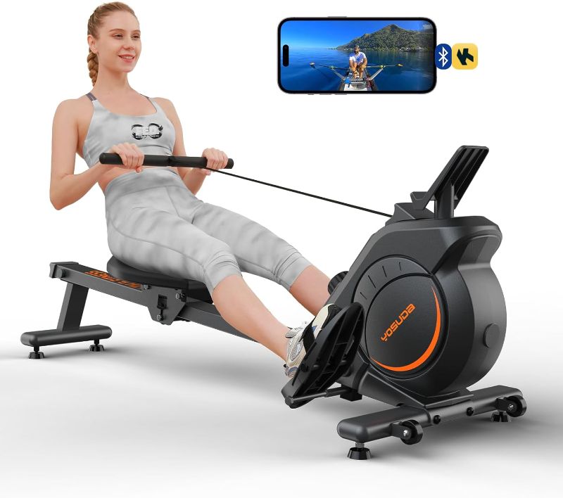 Photo 1 of YOSUDA Magnetic/Water Rowing Machine 350 LB Weight Capacity - Foldable Rower for Home Use with Bluetooth, App Supported, Tablet Holder and Comfortable Seat Cushion
