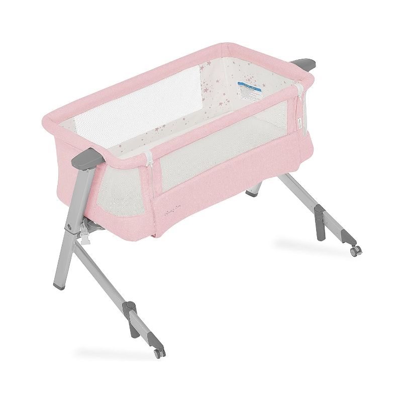 Photo 1 of Dream On Me Skylar Bassinet and Beside Sleeper in Pink, Lightweight and Portable Baby Bassinet, Five Position Adjustable Height, Easy to Fold and Carry Travel Bassinet, JPMA Certified
