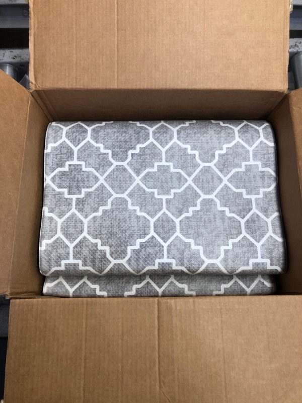 Photo 1 of FRESHMINT Kitchen Mat Set of 2, Anti-Fatigue Cushioned Kitchen Mats for Floor, Waterproof Non Slip Comfort Standing Mat, Boho Kitchen Rug for Kitchen Decor, Sink, Office, 17"x30"+17"x47", Stone Gray
