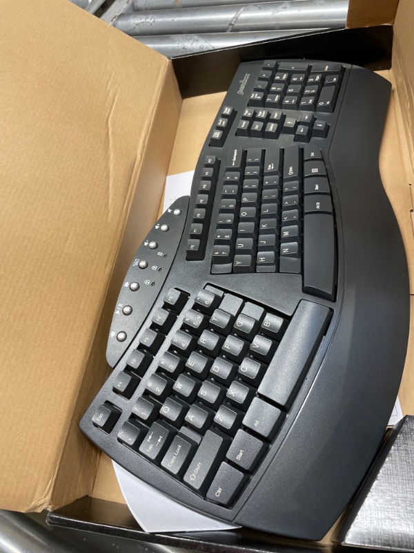 Photo 2 of Perixx Periboard-612 Wireless Ergonomic Split Keyboard with Dual Mode 2.4G and Bluetooth Feature, Compatible with Windows 10 and Mac OS X System, Black, US English Layout, (11354) Wireless Black Keyboard