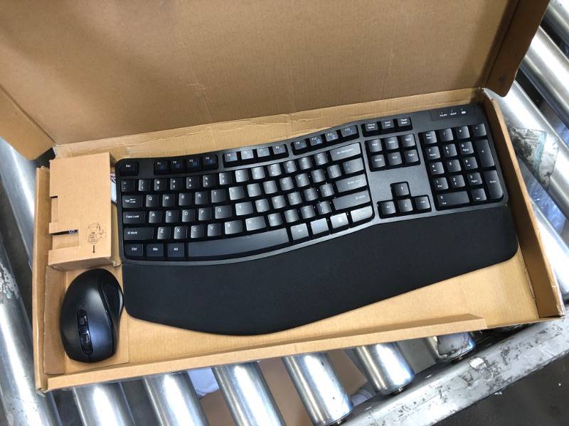 Photo 2 of Amazon Basics Ergonomic Wireless Keyboard Mouse Combo - QWERTY - Black